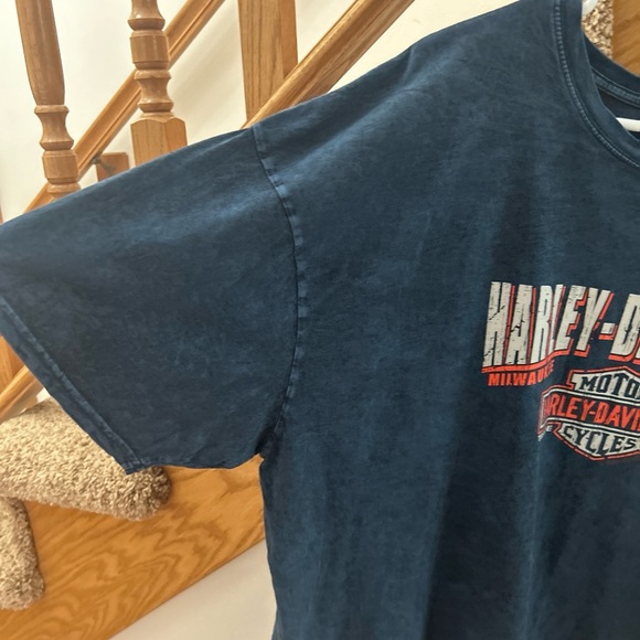 Harley Davidson Mens T-Shirt 2XL Blue Zips 45th Parallel Mackinac Island MI 2016 - Picture 8 of 10